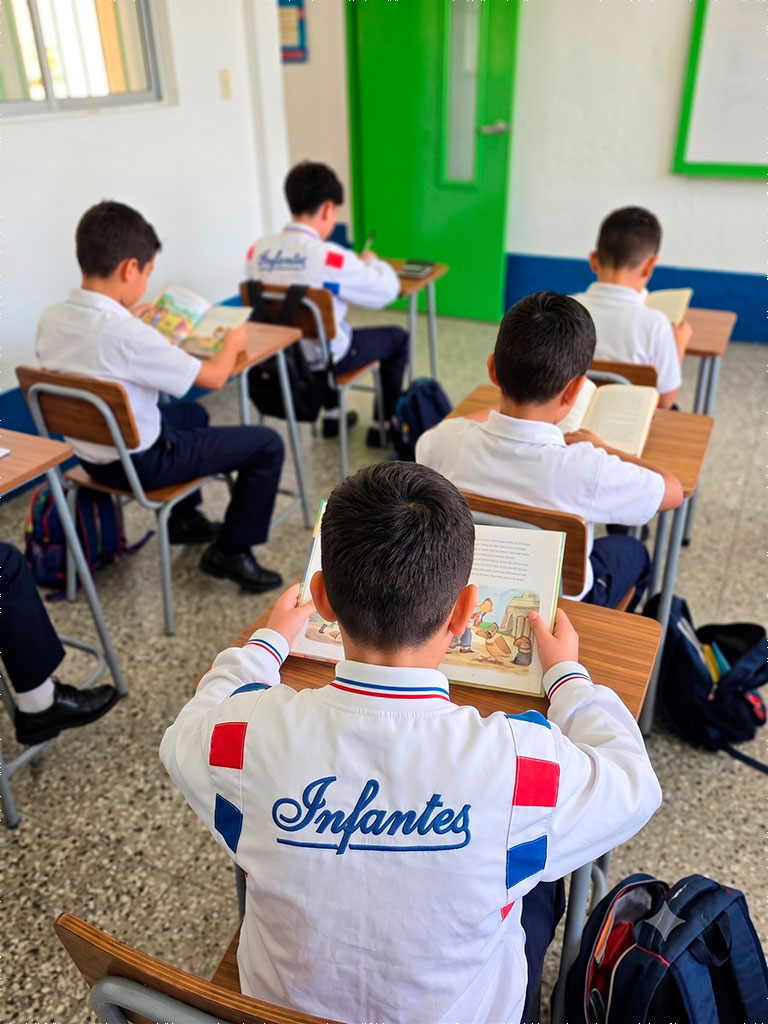 Estudiantes del Colegio San José de los Infantes leyendo en el aula